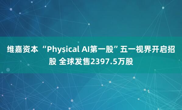 维嘉资本 “Physical AI第一股”五一视界开启招股 全球发售2397.5万股